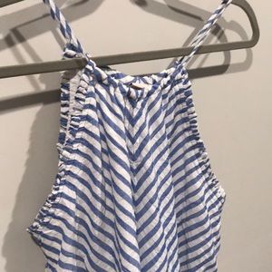 Blue striped seersucker maxi dress